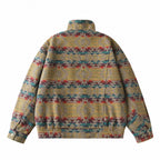 Unisex Boxy Jacquard Wool Bomber Jacket with Stand-Up Collar, Flap Pockets, and Elastic Hem Fashion Glam