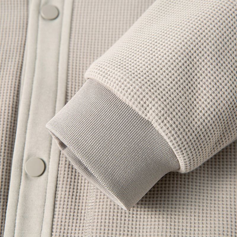 Men's Structured Bomber Jacket with Waffle Knit, Lightly Lined and Snap Placket Fashion Glam
