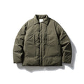 Men's short-cut thermo puffer jacket in boxy cut with shirt collar and concealed snap button placket Fashion Glam