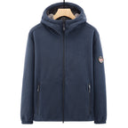 Men's fleece hoodie jacket with teddy lining, two-way zipper and concealed zip pockets Fashion Glam