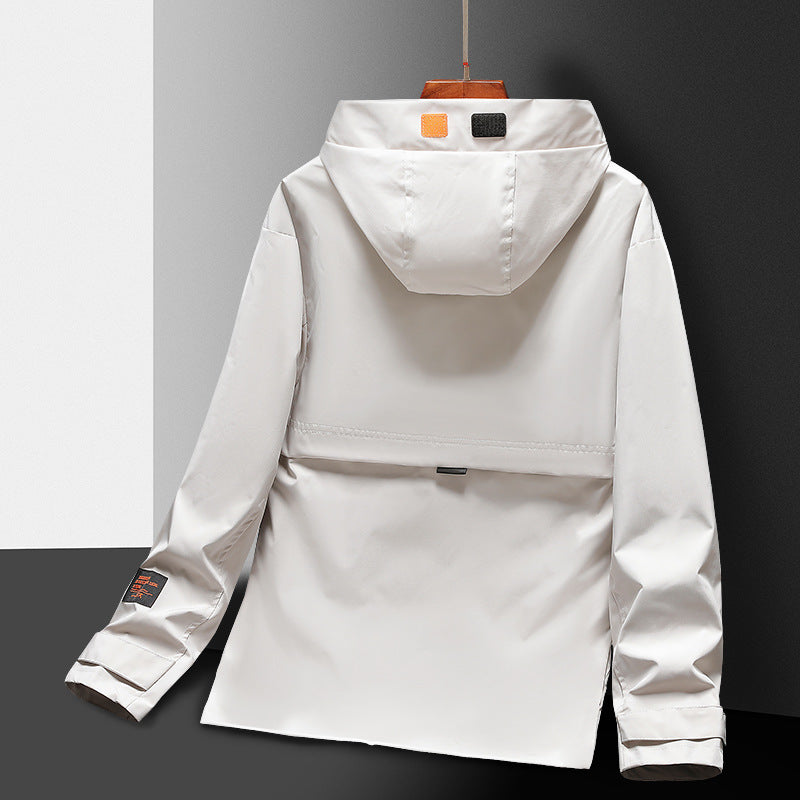 Men's Lightweight Utility Rain Jacket with Hood, Windproof Softshell and Reflective Inserts Fashion Glam