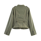 Women's short jacket in utility style with stand-up collar and shoulder straps Fashion Glam