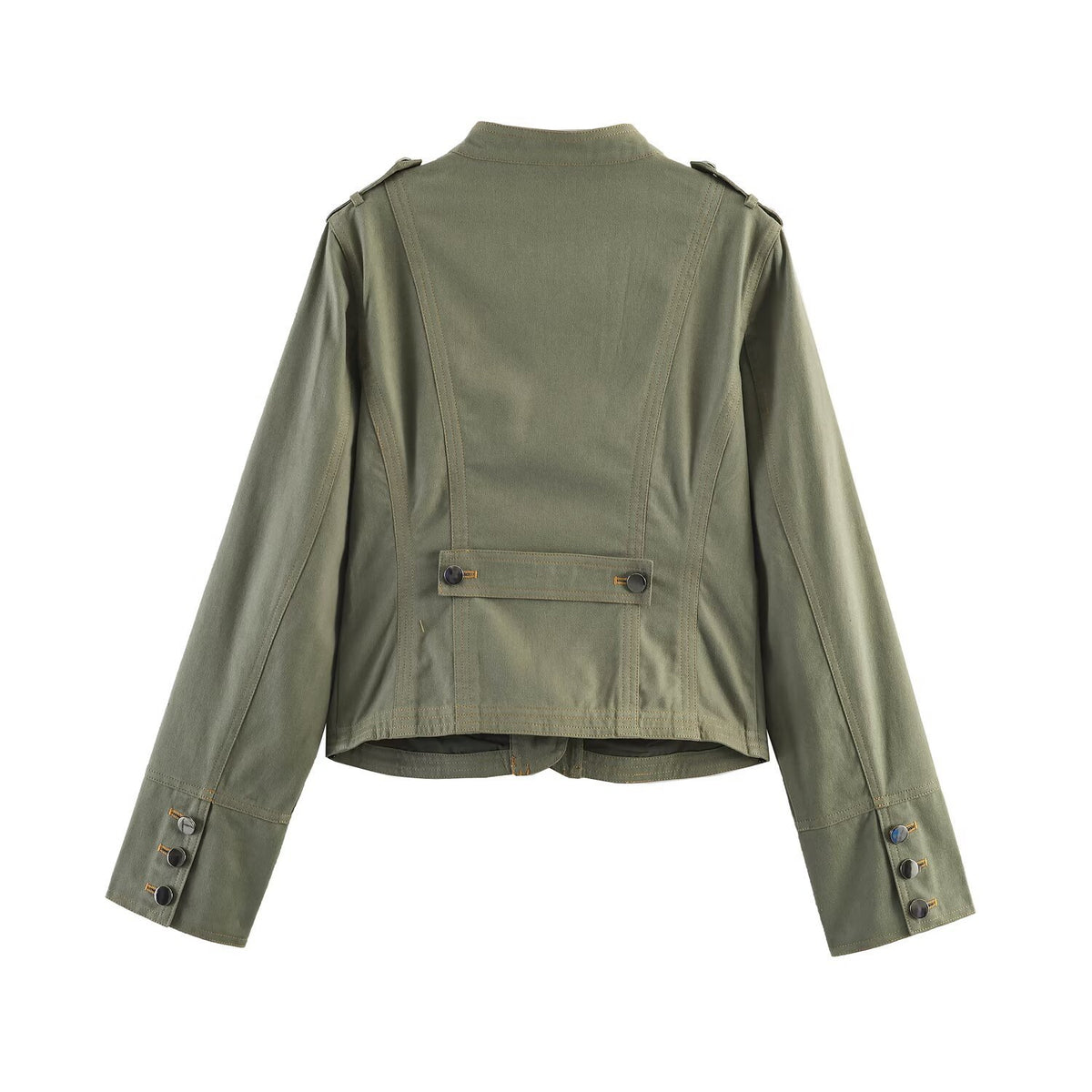 Women's short jacket in utility style with stand-up collar and shoulder straps Fashion Glam