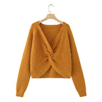 Ladies chunky knitted pullover with boat neck and cropped cut Fashion Glam