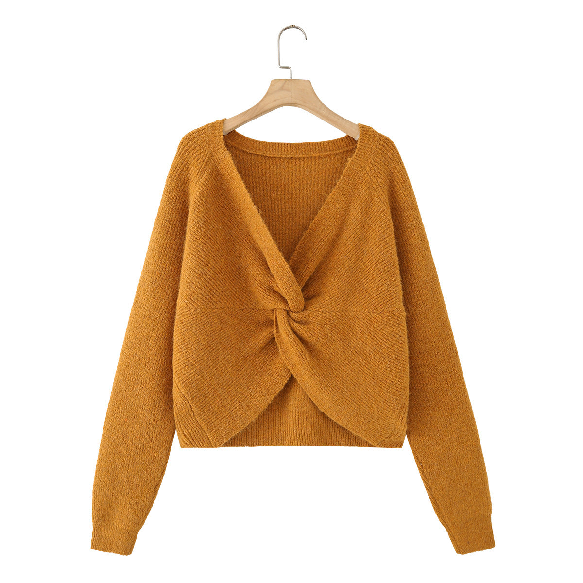 Ladies chunky knitted pullover with boat neck and cropped cut Fashion Glam