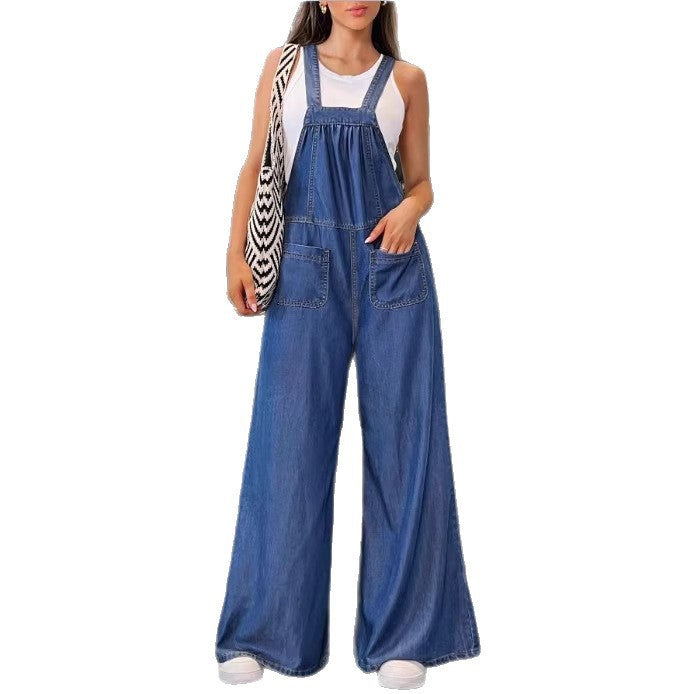 Women's overalls in wide-leg design with a relaxed fit, adjustable straps, and functional pockets Fashion Glam