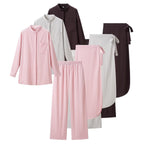 Women's Three-Piece Loungewear Set with Stand-Up Collar Shirt, Elastic Palazzo Pants and Wrap Skirt Fashion Glam