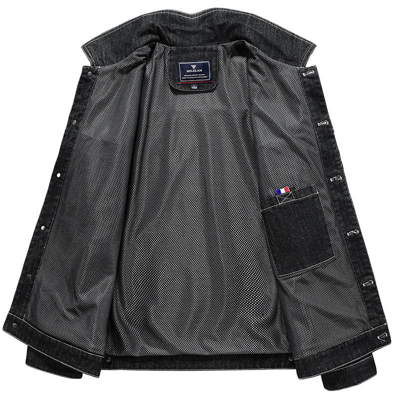 Men's Robust Denim Worker Jacket with Mesh Lining Fashion Glam