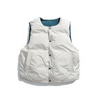 Unisex Padded Quilted Vest in Boxy Cut with Snap Button Closure and College Logo Print Fashion Glam