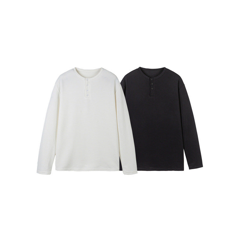 Unisex Thermal Henley Shirt with Waffle Texture and Long Sleeve Fashion Glam