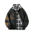 Unisex Reversible Utility Jacket with checked lining, stand-up collar and elastic cuffs Fashion Glam