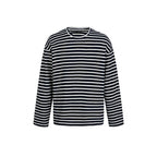 Unisex Maritime Striped Knit Shirt with Loose Fit and Round Neck Fashion Glam