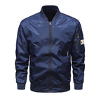 Men's Lightweight Nylon Bomber Jacket with Arm Pocket, Stand Collar and Ribbed Cuffs Fashion Glam