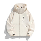 Women's Water-Repellent Hooded Transitional Jacket with Adjustable Hood, Concealed Front Placket and Multifunctional Pockets Fashion Glam