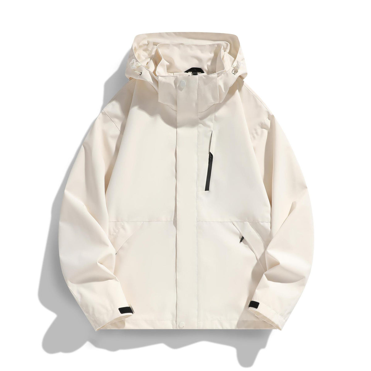 Women's Water-Repellent Hooded Transitional Jacket with Adjustable Hood, Concealed Front Placket and Multifunctional Pockets Fashion Glam
