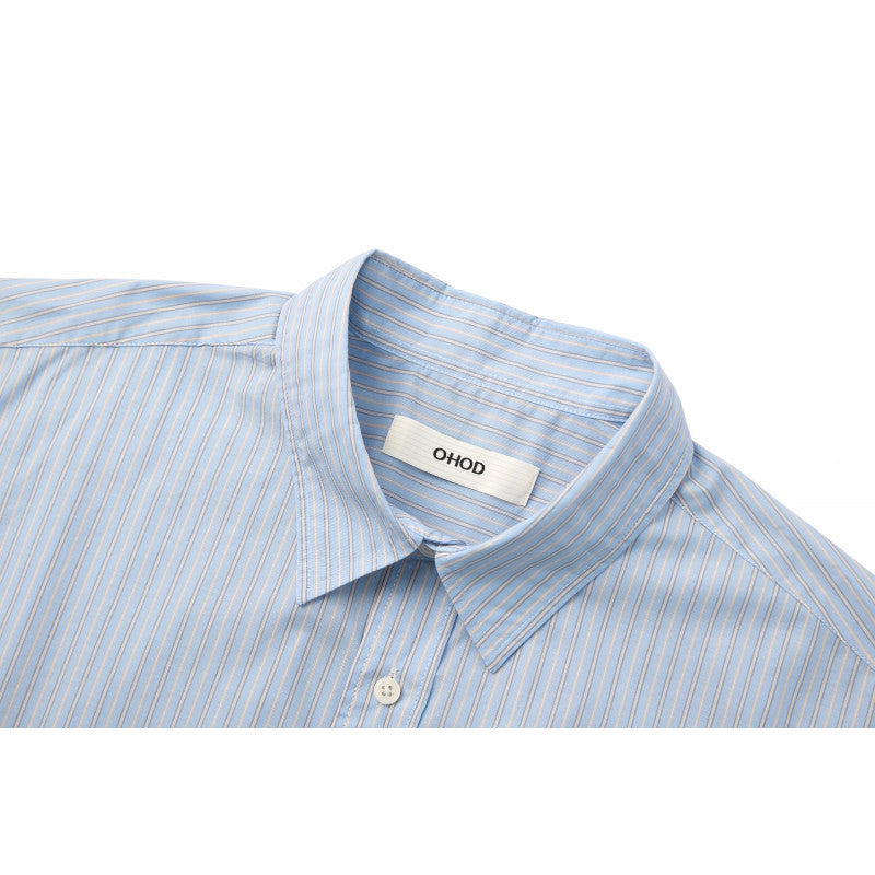 Men's Wide Cut Poplin Shirt with Stripes and Chest Pocket Fashion Glam