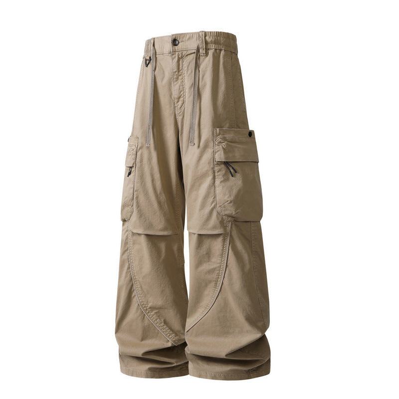 Men's Loose Cargo Pants in Baggy Cut with Utility Pockets and Drawstring Waist Fashion Glam