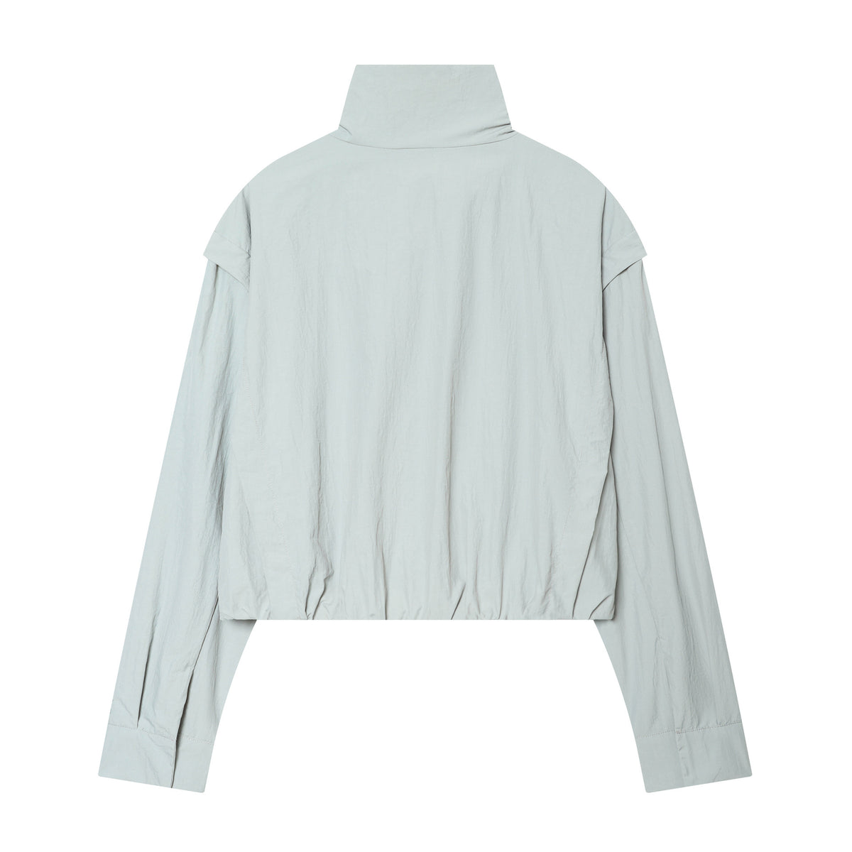 Women's Cropped Technical Stand Collar Jacket with Hidden Front Fashion Glam