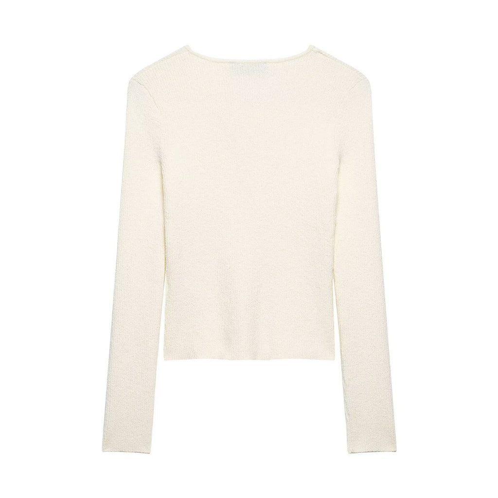 Women Asymmetrical Boucle Cardigan with V-Neck and Decorative Button Placket Fashion Glam