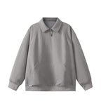 Unisex Oversize Half-zip Sweatshirt with Polo Collar, Waffle Structure and Kangaroo Pocket Fashion Glam