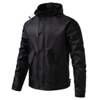 Men's Water-Repellent Hooded Jacket in Utility Style with Snap Button Placket and Flap Pockets Fashion Glam