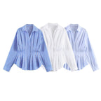 Women's tailored pleated blouse with peplum Fashion Glam