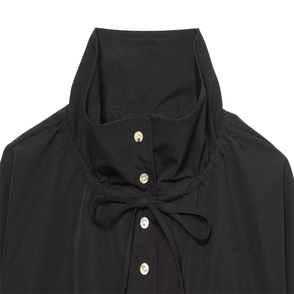Women Cropped Oversized Utility Jacket with Stand Collar and Drawstring Fashion Glam