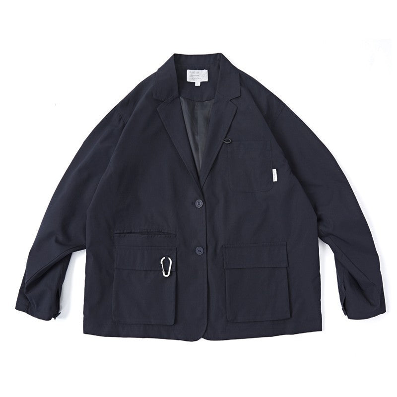 Unisex Loose-Fitting Utility Blazer with Multifunction Pockets Fashion Glam