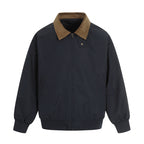 Men's Harrington jacket with corduroy collar, ribbed hem and discreet front zipper Fashion Glam