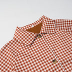 Women Long Cut Plaid Coat with Shirt Collar and Full Button Placket Fashion Glam