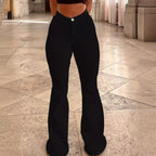 Women’s High-Waist Flared Trousers made of Stretch Denim with a Figure-Hugging Hip Fit Fashion Glam