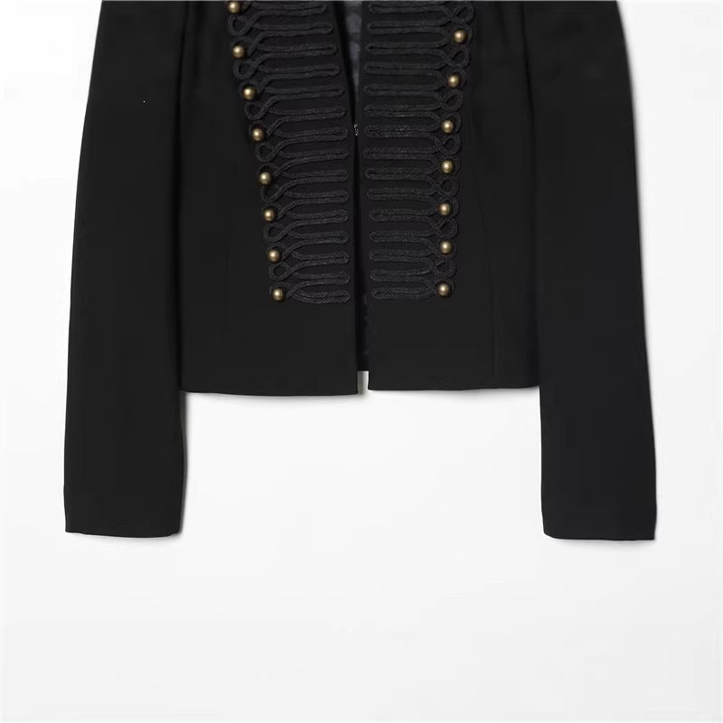 Ladies short blazer in hussar style with braided breastplate and brass buttons Fashion Glam