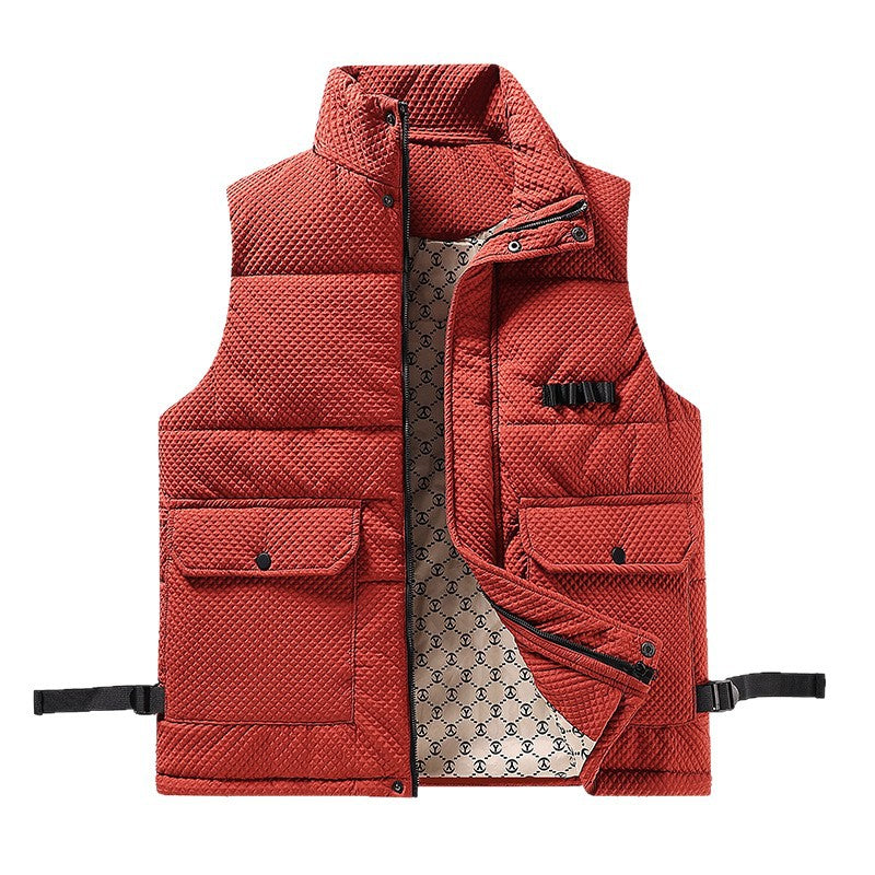 Men's utility quilted vest with thermal lining, front pockets and adjustable side straps Fashion Glam