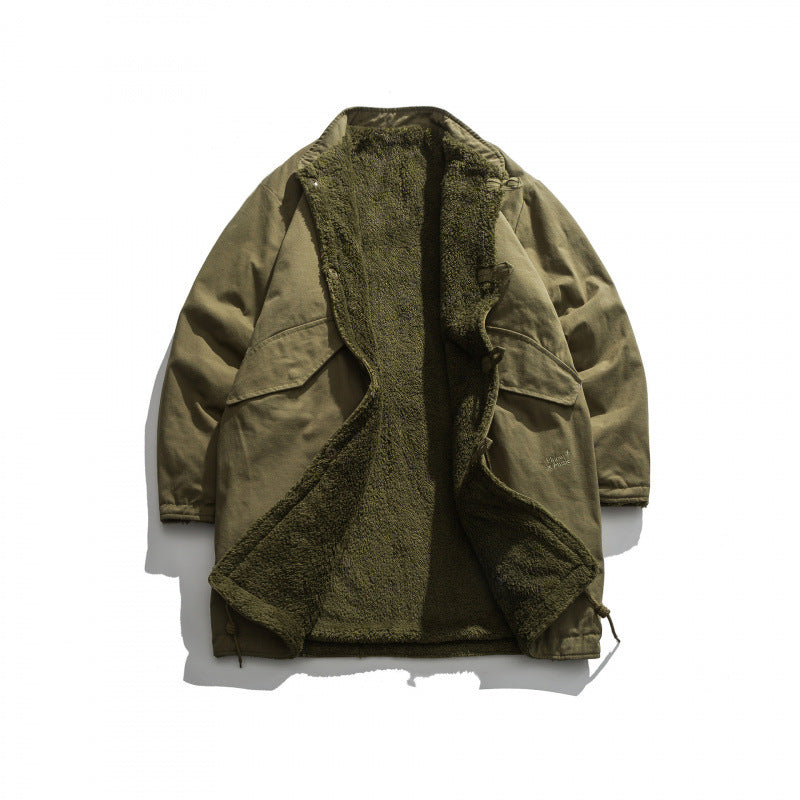 Men's Insulated Parka Jacket in Oversized Cut with Sherpa Lining and Drawstring Hem Fashion Glam