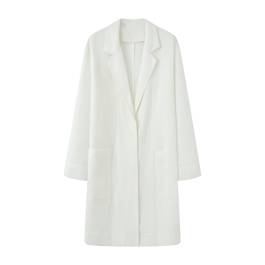 Women Longline Coat with Open Front, Casual Fit and Patch Pockets Fashion Glam