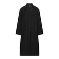 Women's Long Coat with Mandarin Collar, Minimalist Silhouette and Concealed Button Placket Fashion Glam