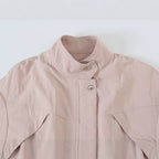 Women's Tailored Windbreaker with Drawstring, Stand Collar and Balloon Sleeves Fashion Glam