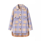 Women's Checked Oversized Transitional Jacket in Shacket Style Fashion Glam