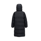 Women Longer quilted down coat with high hood and concealed zipper placket Fashion Glam