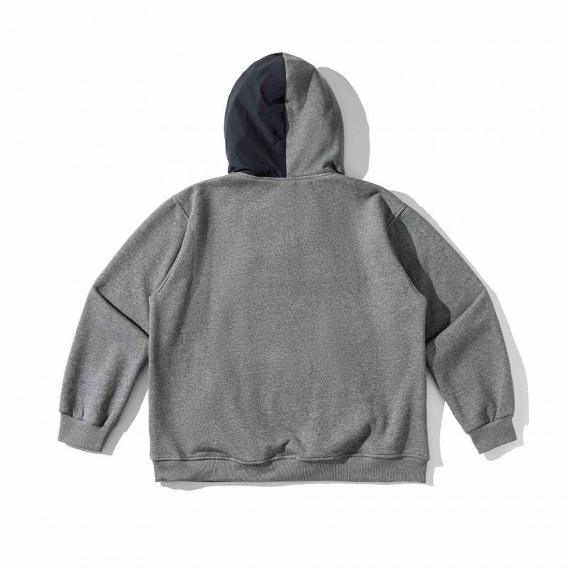 Unisex Oversize Hoodie with Contrast Insert, Snap Button Placket and Kangaroo Pocket Fashion Glam