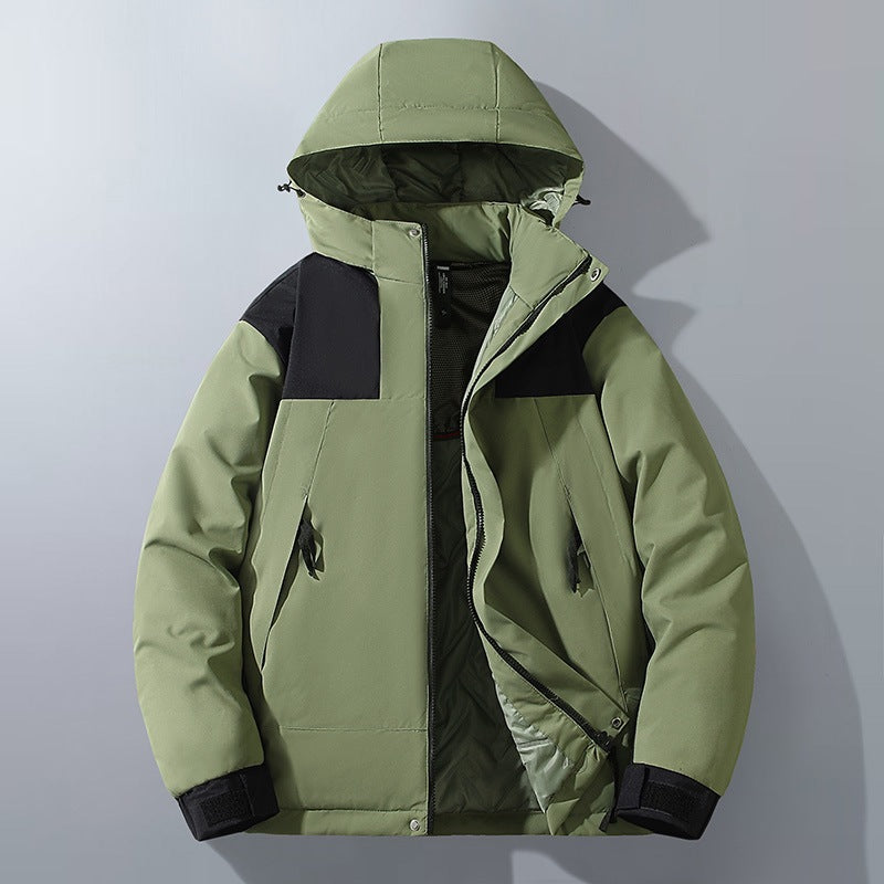 Men's Water-Repellent Winter Parka with Hood, Thermal Insulation and Contrasting Shoulder Panels Fashion Glam