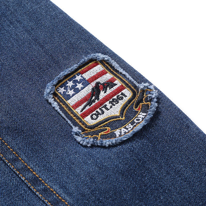Men's denim jacket in vintage look with patch, chest pockets, and breathable mesh lining Fashion Glam