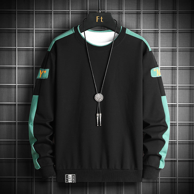 Men's Loose Sweatshirt in Urban Layer Look with Shoulder Panels and Ribbed Hem Fashion Glam