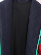 Ladies Quilted Kimono Jacket with Graphic Color Block Print and Open Front Fashion Glam