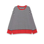 Women's Striped Oversized Sweater with Contrast Cuffs Fashion Glam
