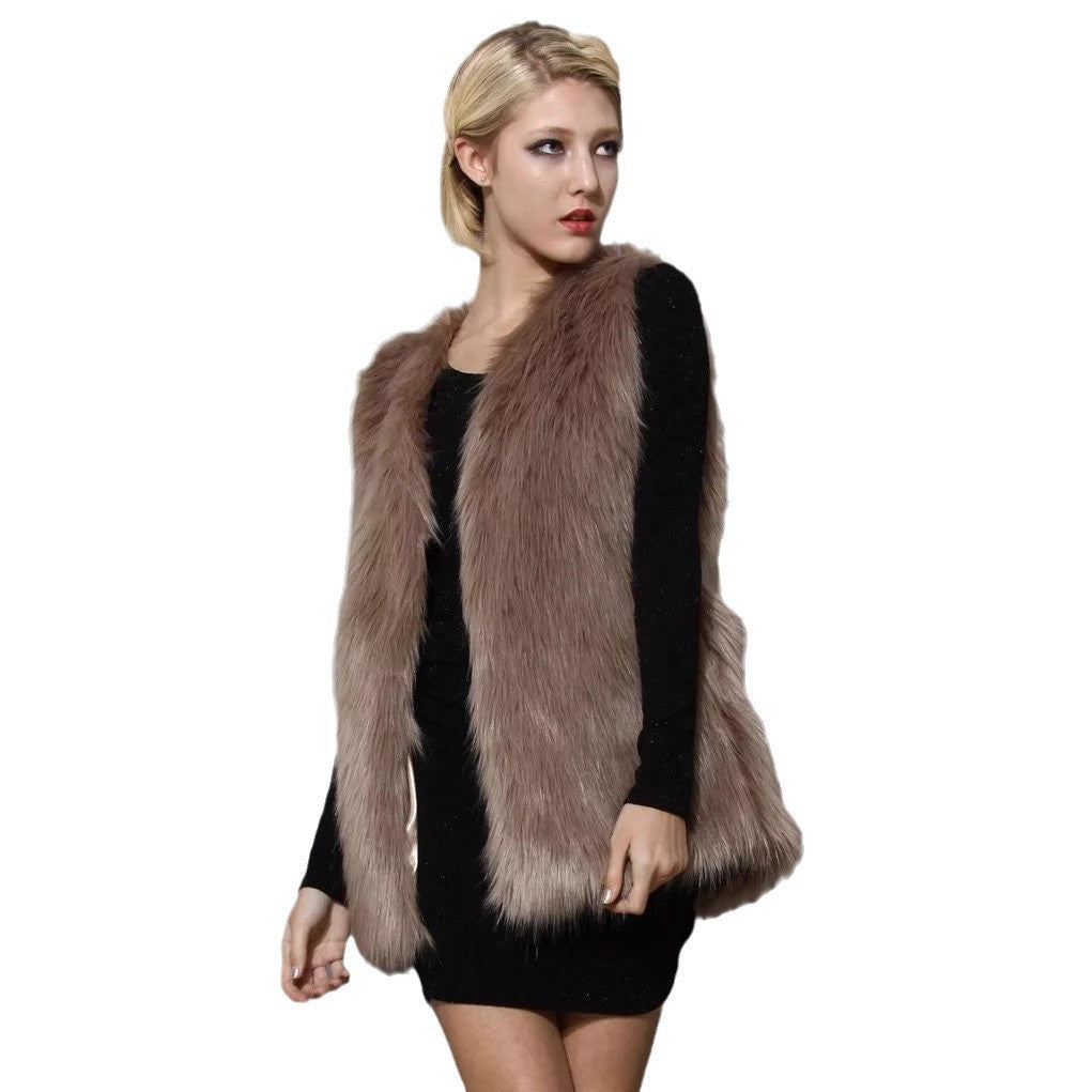 Women's Sleeveless Shaggy Faux Fur Vest with Long Pile and Open Front Fashion Glam