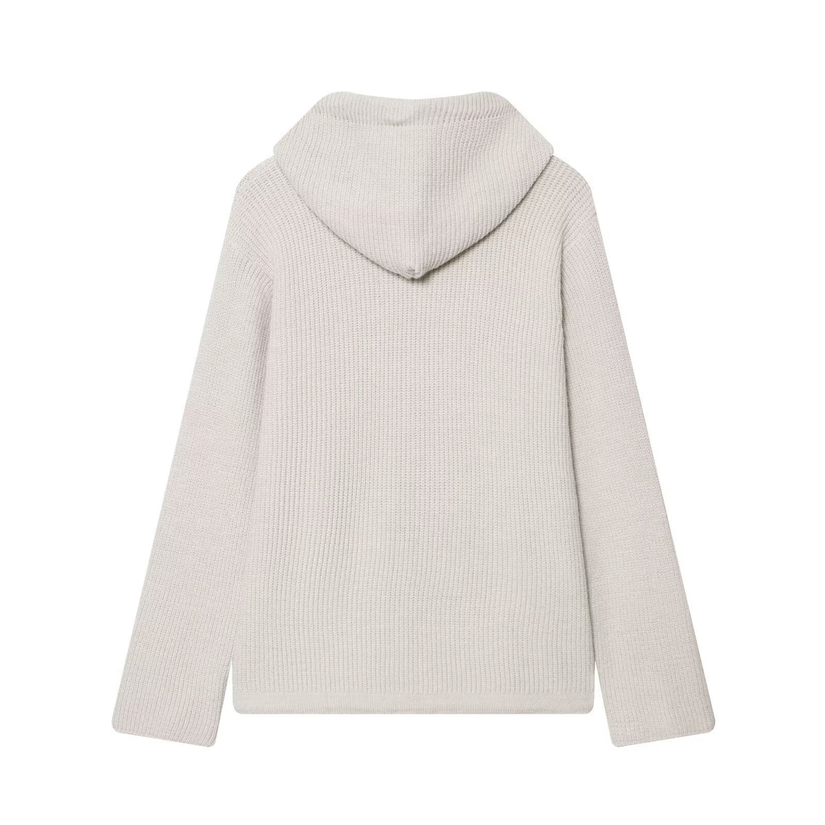 Women's chunky knit hooded jacket with zipper and drawstring Fashion Glam