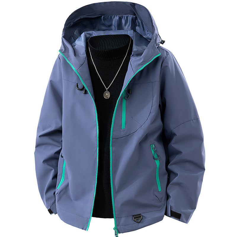 Men's Technical Softshell Outdoor Jacket with Hood water- and windproof membrane sealed zippers Fashion Glam