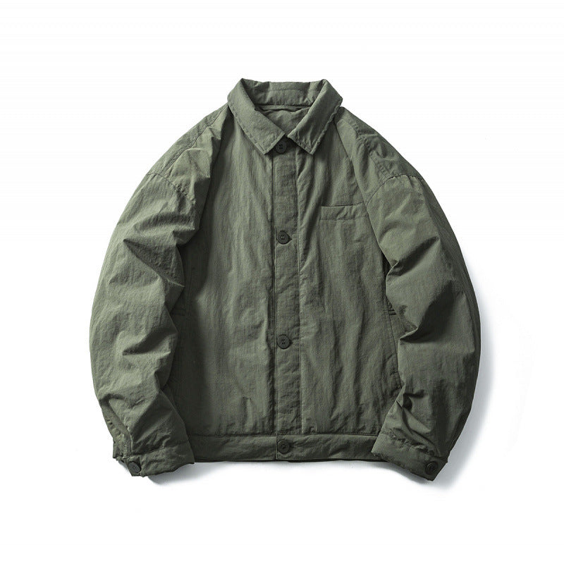 Men's Lightweight Oversized Field Jacket in Workwear Style with Shirt Collar and Button Closure Fashion Glam