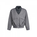 Men's short-cut utility bomber jacket with V-neck, patch pockets, and front zipper Fashion Glam